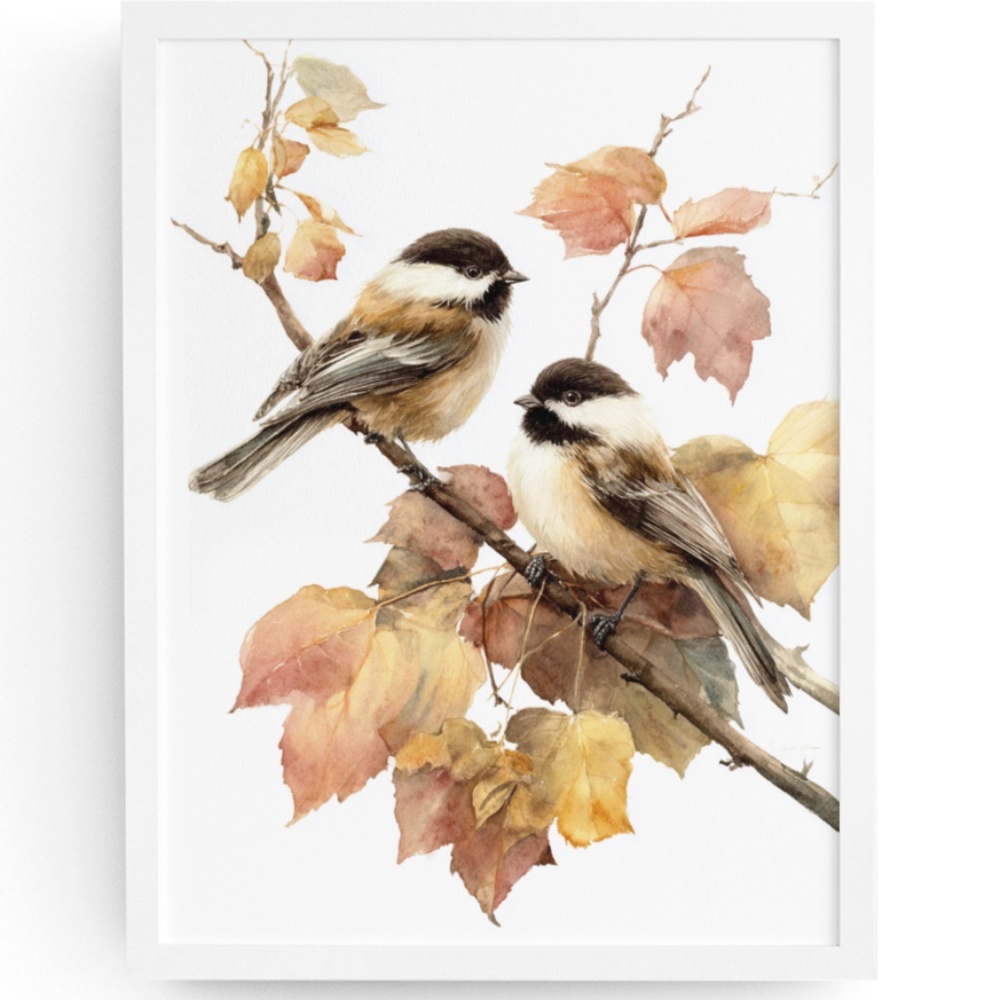 Watercolor Chickadee Bird Portrait Wall Art Print, Unframed - Charming Nature